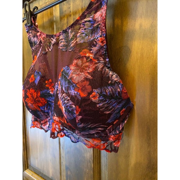 Victoria Secret Bralette Bra  Sz Small Black Pink Purple Lace Razorback Lingerie - Picture 4 of 12